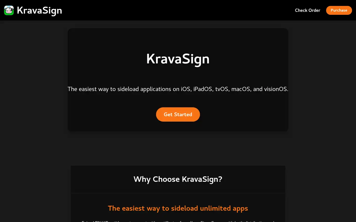 Screenshot of kravasign.com