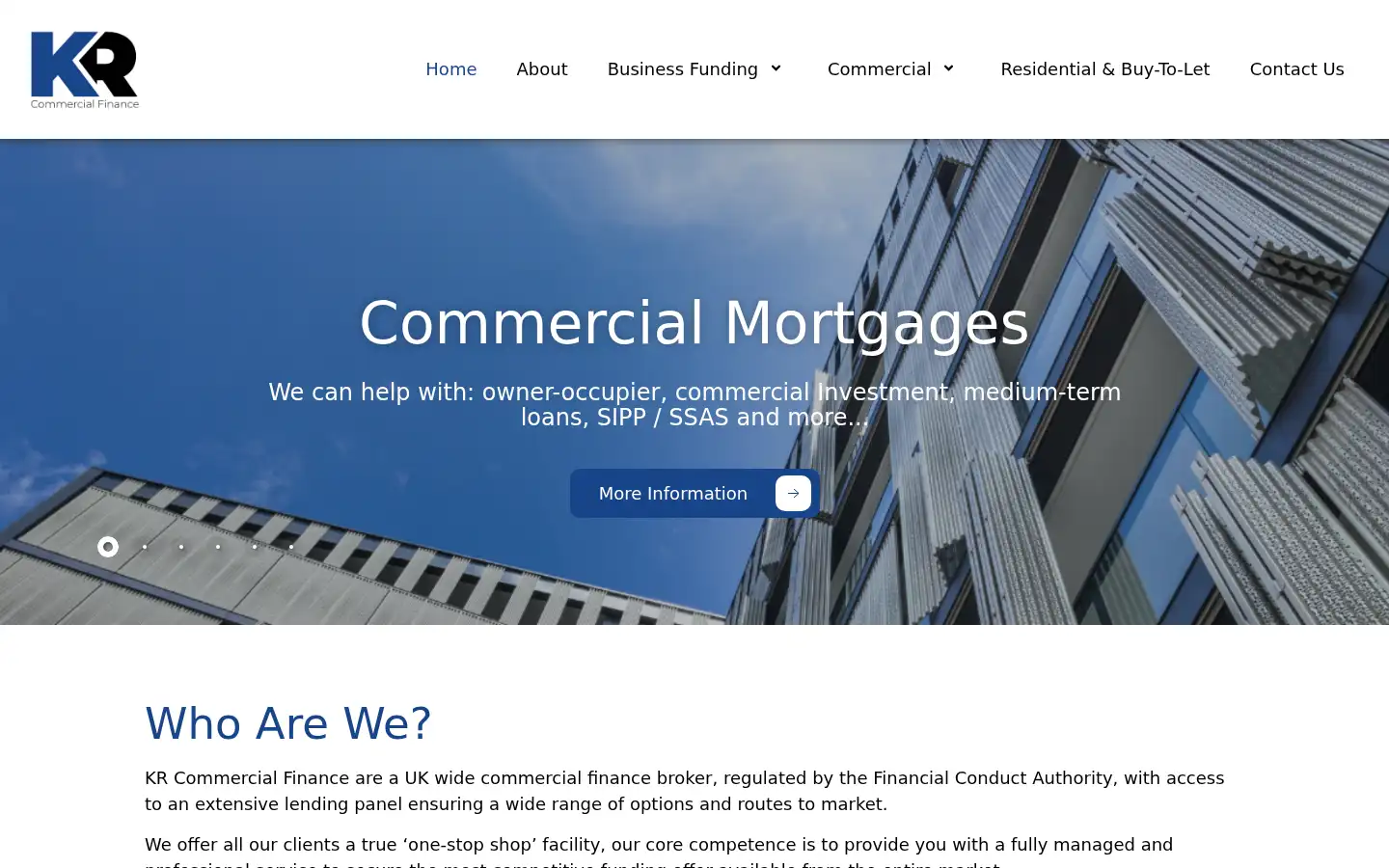 Screenshot of krcommercialfinance.co.uk