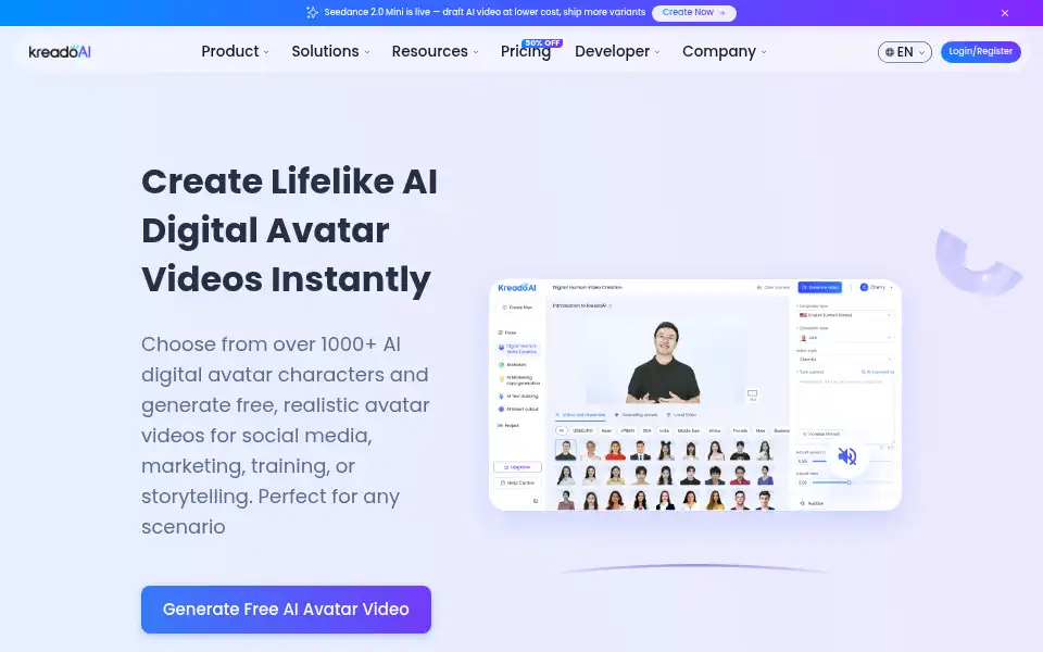 Screenshot of kreadoai.com