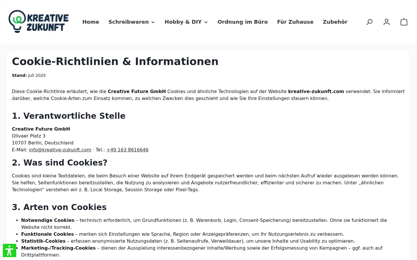 Screenshot of kreative-zukunft.com