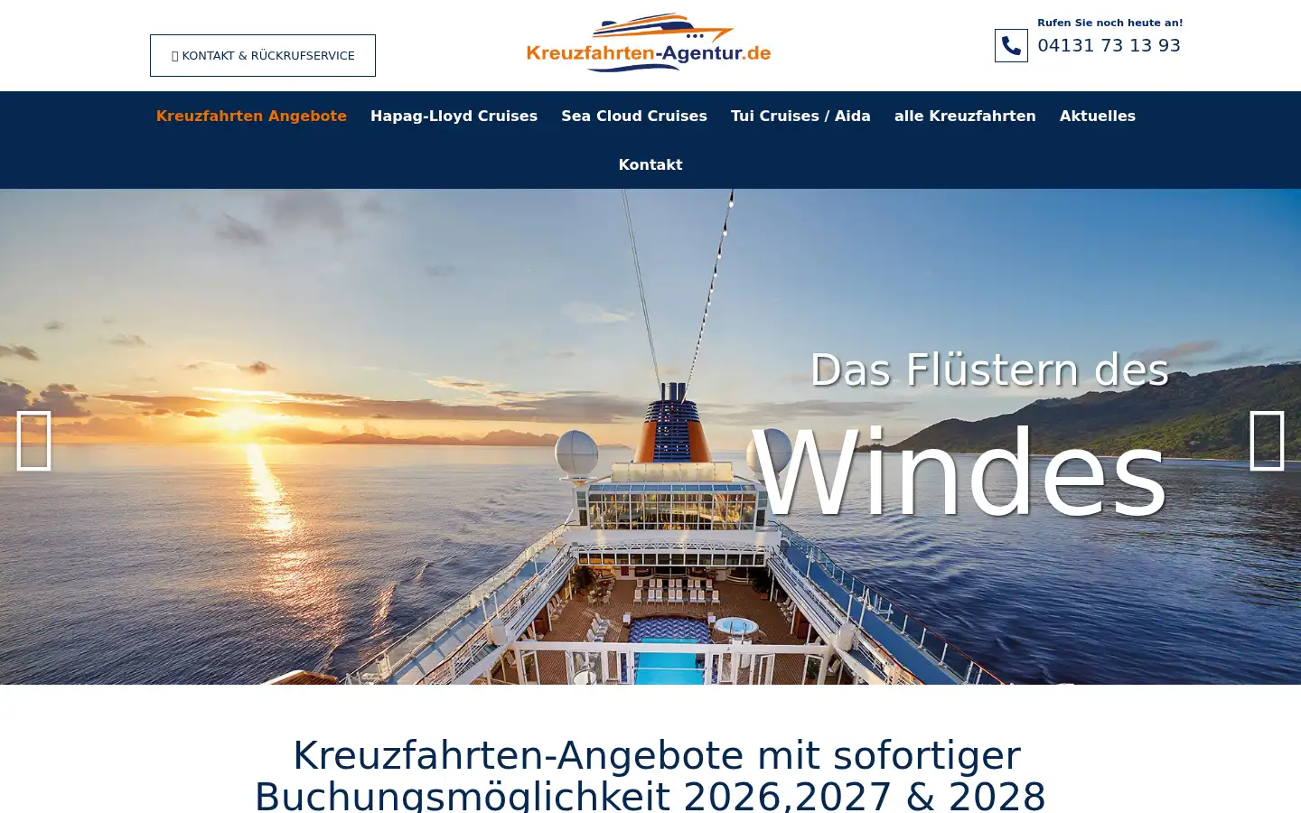 Screenshot of kreuzfahrten-agentur.de