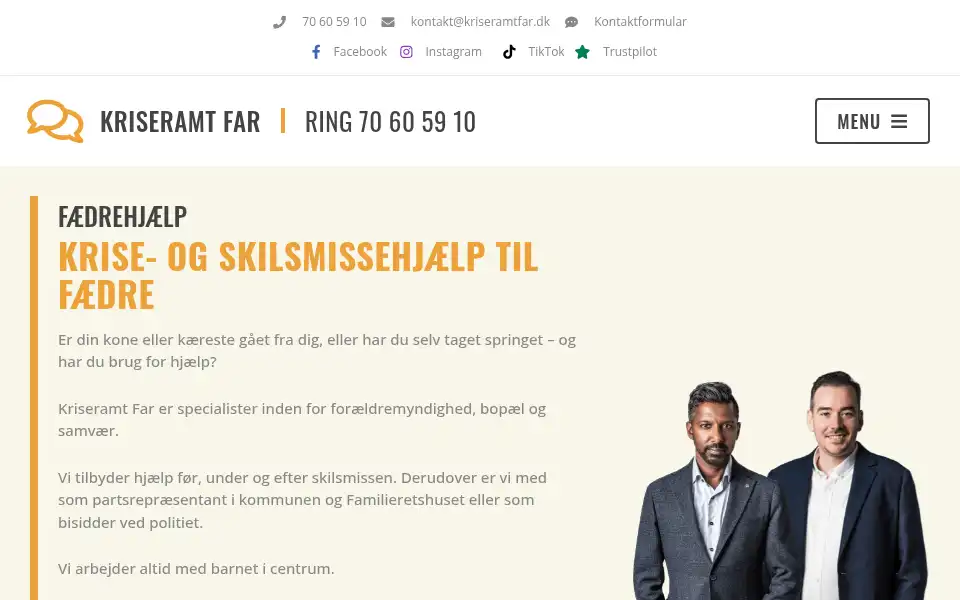 Screenshot of kriseramtfar.dk