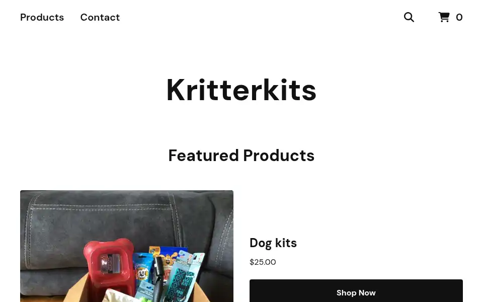 Screenshot of kritterkits.bigcartel.com
