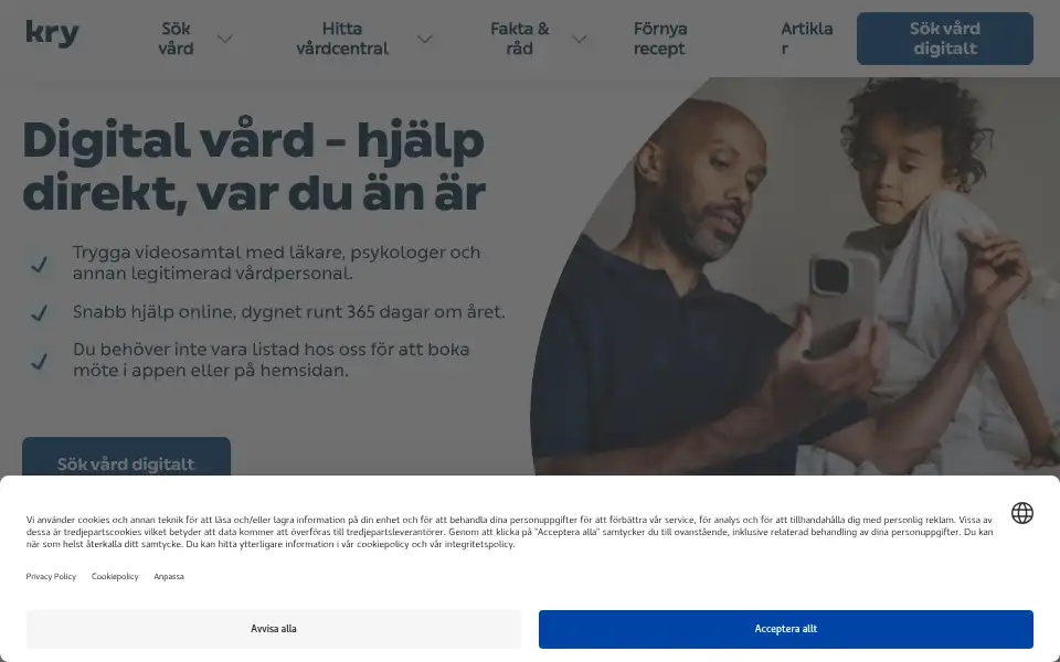 Screenshot of kry.se