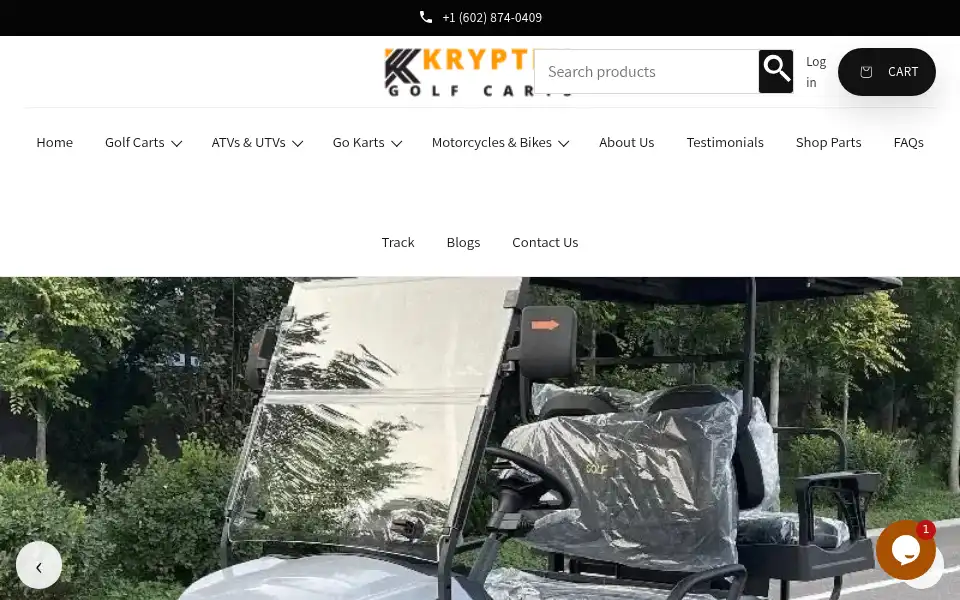 Screenshot of kryptexgolfcarts.com