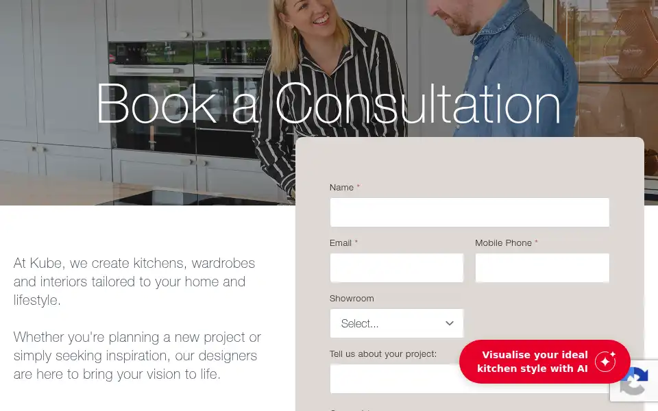 Screenshot of kubeinteriors.com