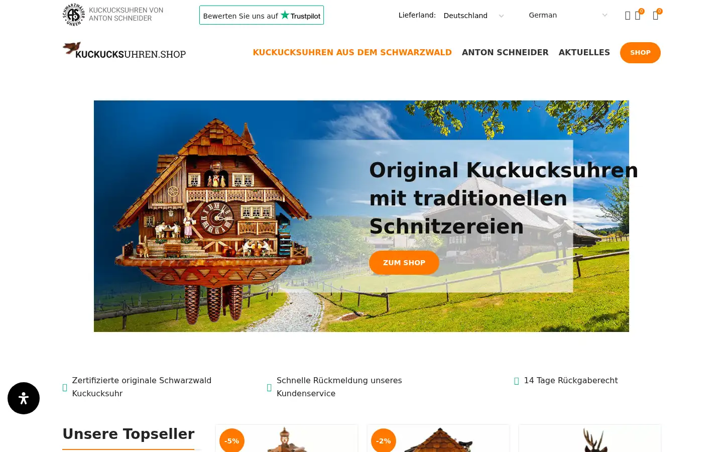 Screenshot of kuckucksuhren.shop