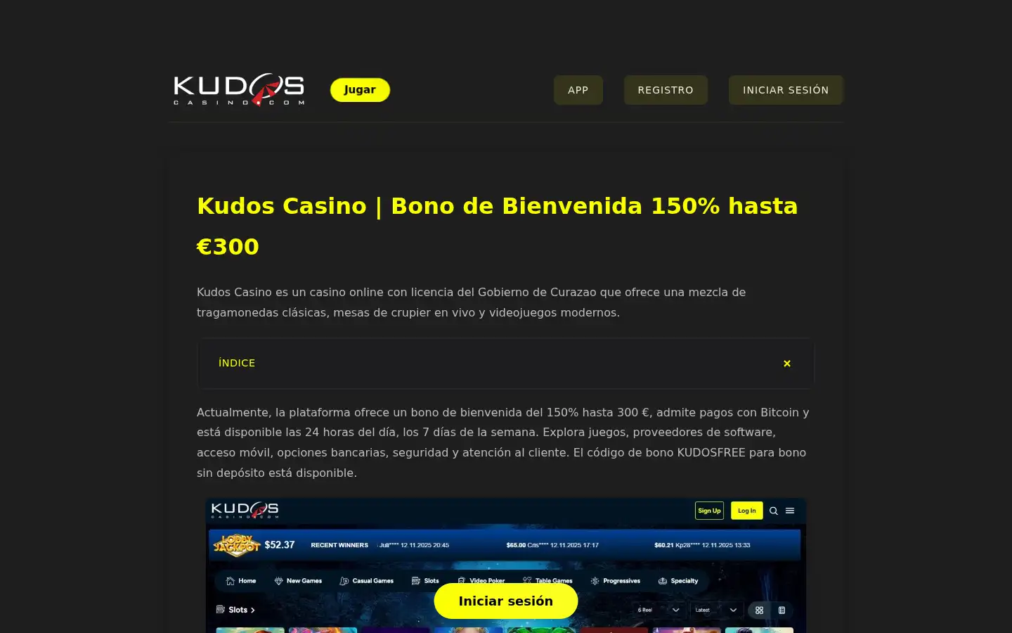 Screenshot of kudoscasino.com.es