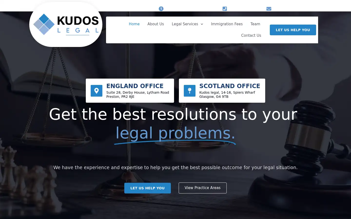 Screenshot of kudoslegal.co.uk