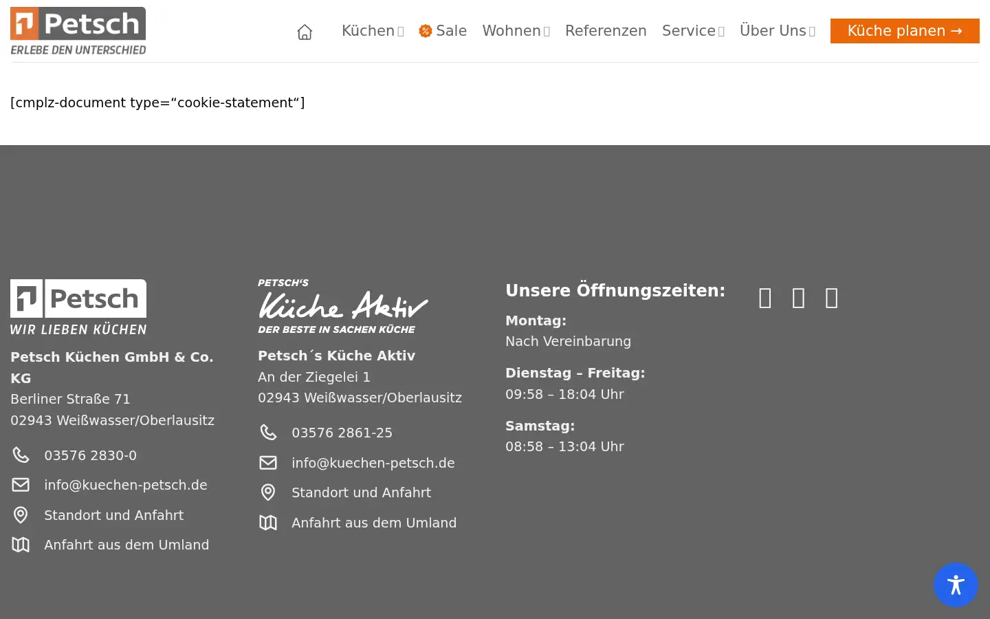 Screenshot of kuechen-petsch.de