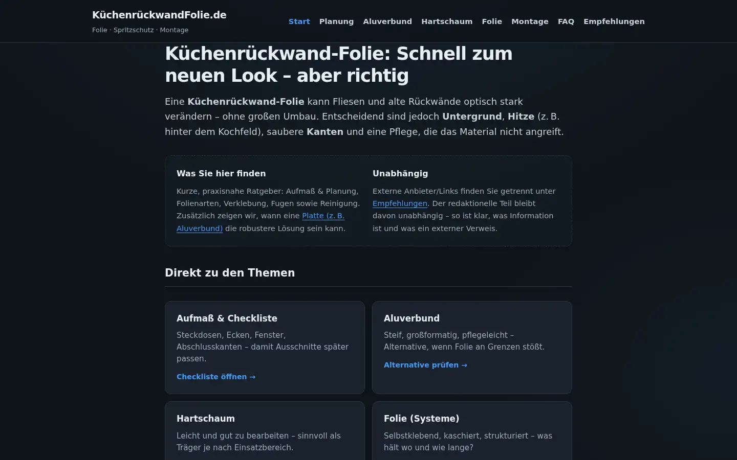 Screenshot of kuechenrueckwandfolie.de