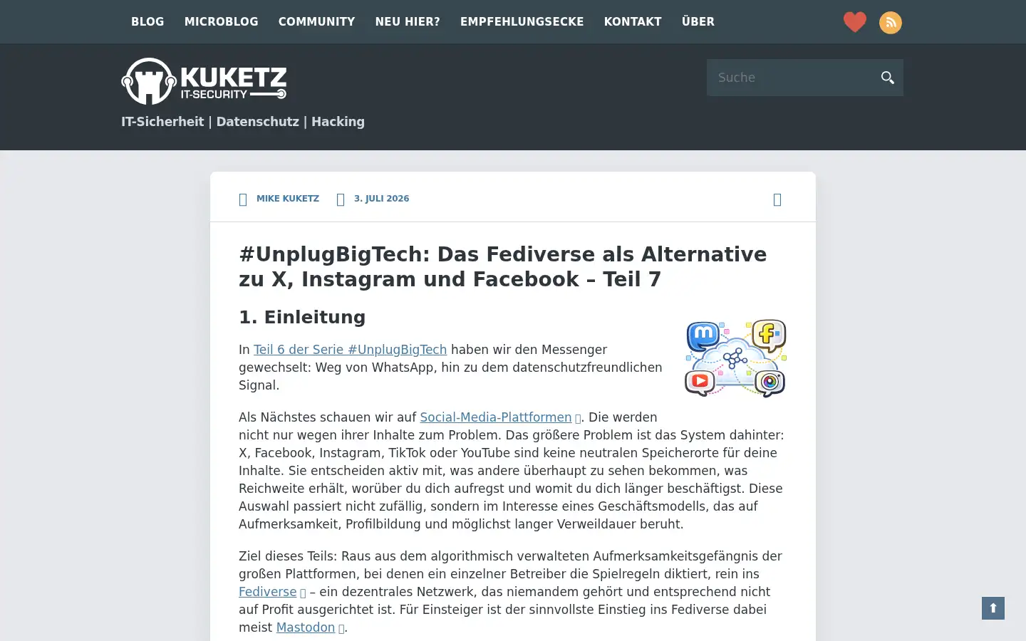 Screenshot of kuketz-blog.de