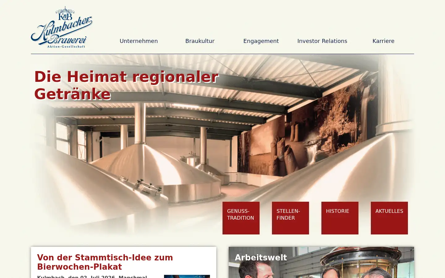 Screenshot of kulmbacher-brauerei-ag.de