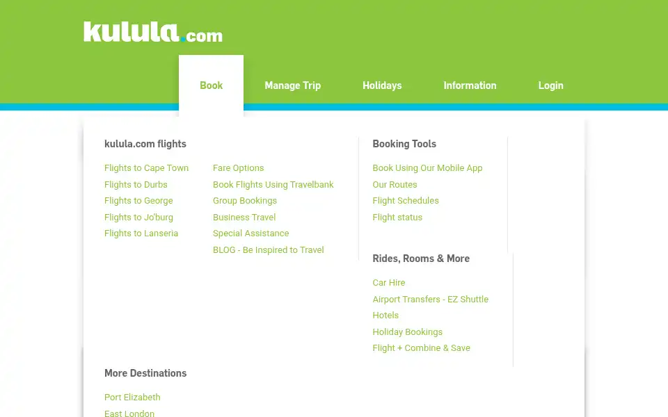 Screenshot of kulula.com