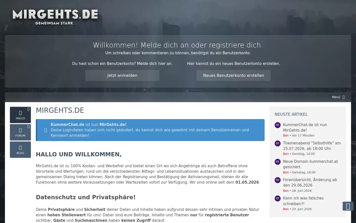 Screenshot of kummerchat.de