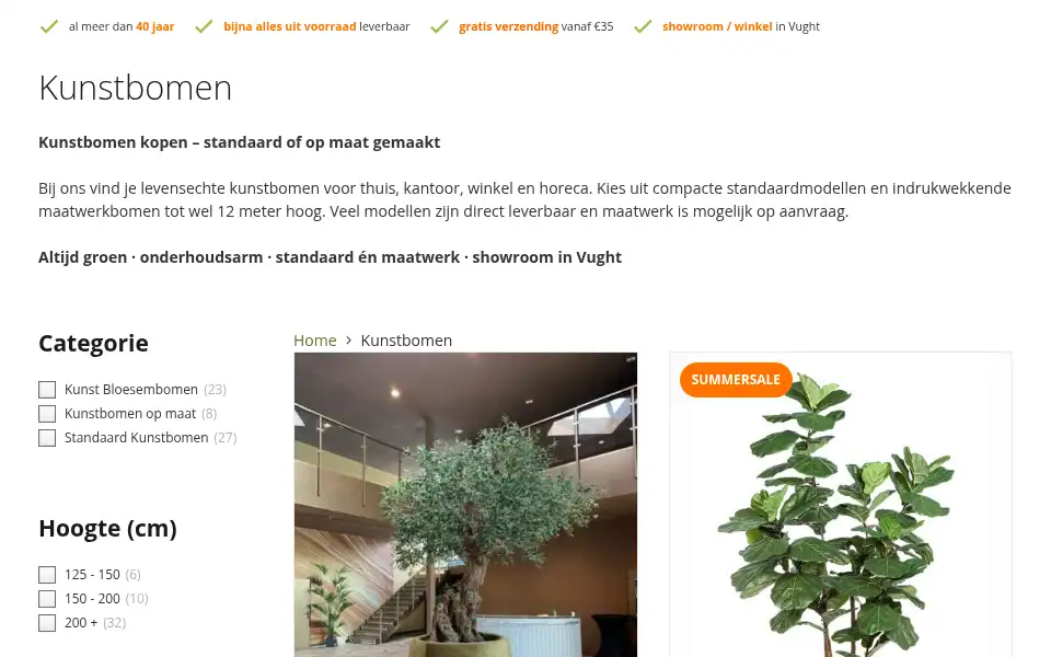 Screenshot of kunstbomen.nl