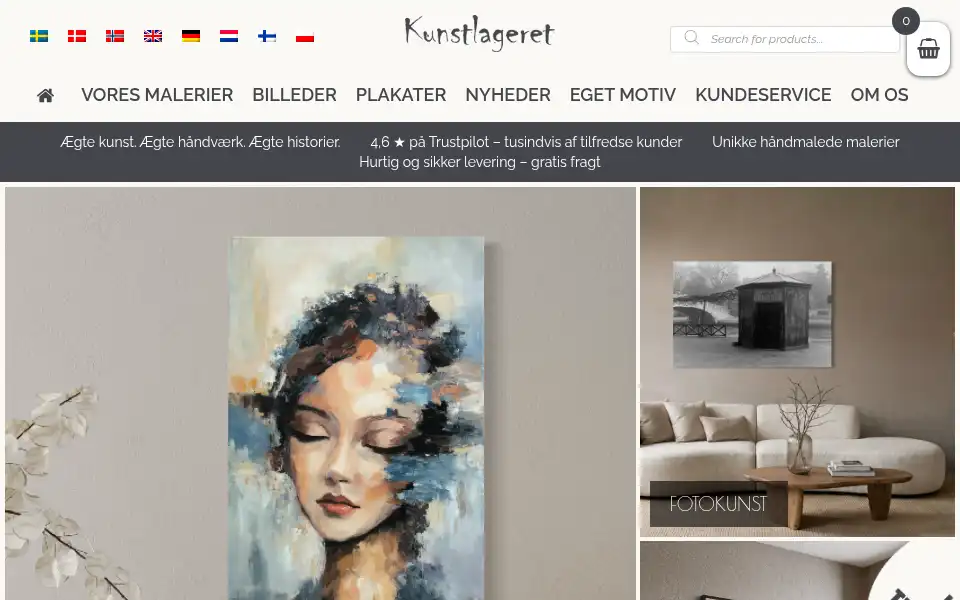 Screenshot of kunstlageret.dk