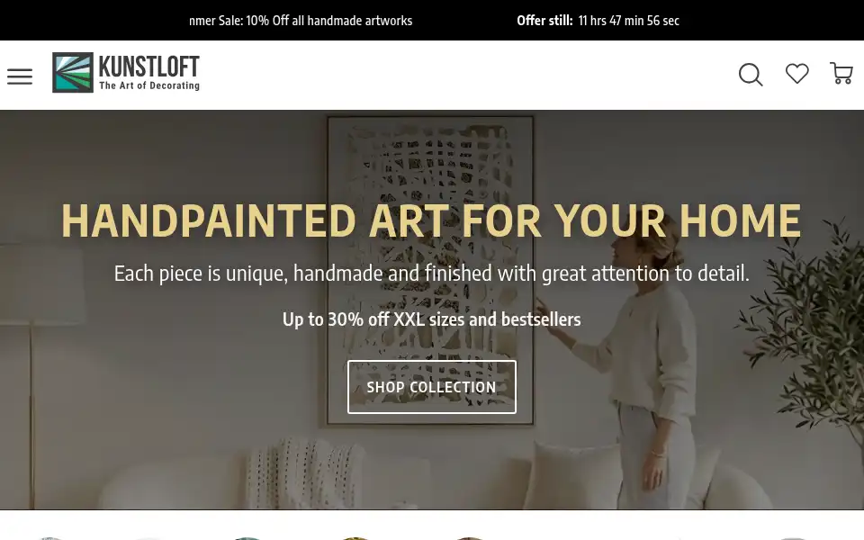 Screenshot of kunstloft.com