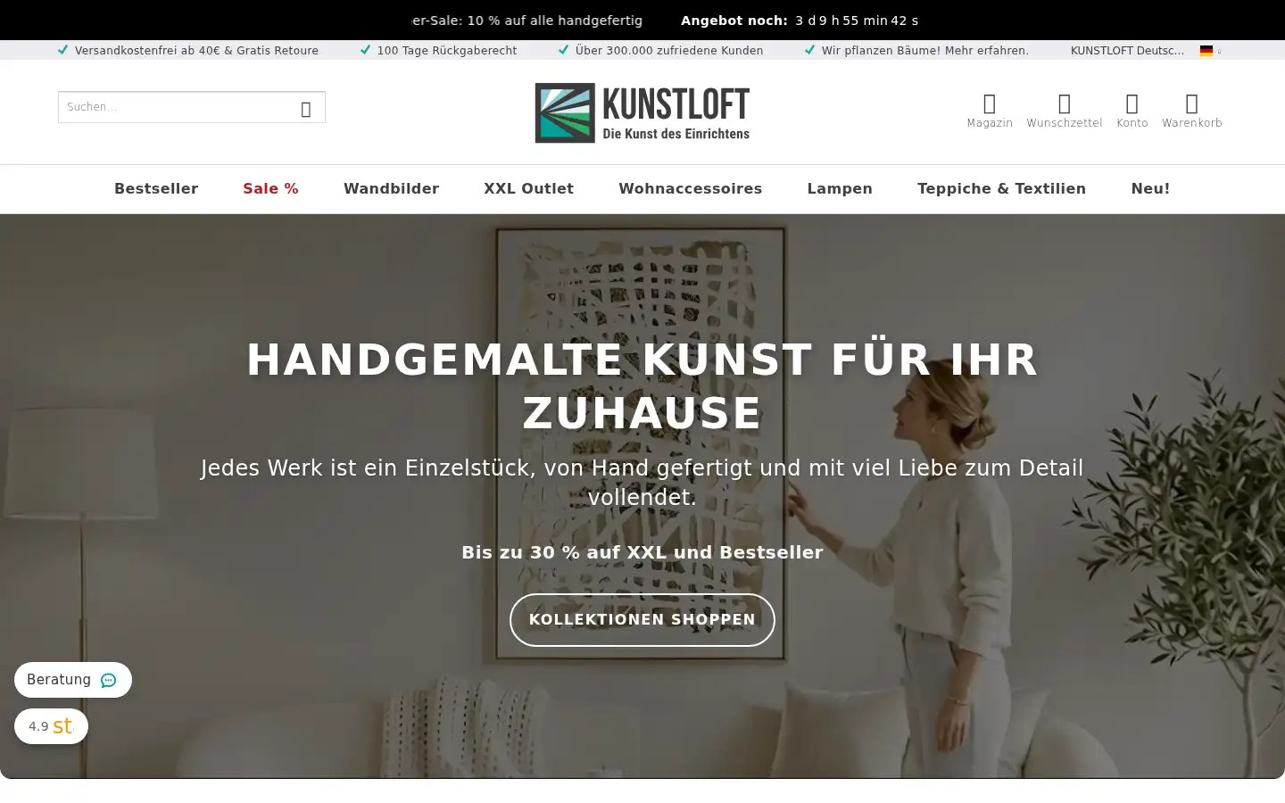 Screenshot of kunstloft.de