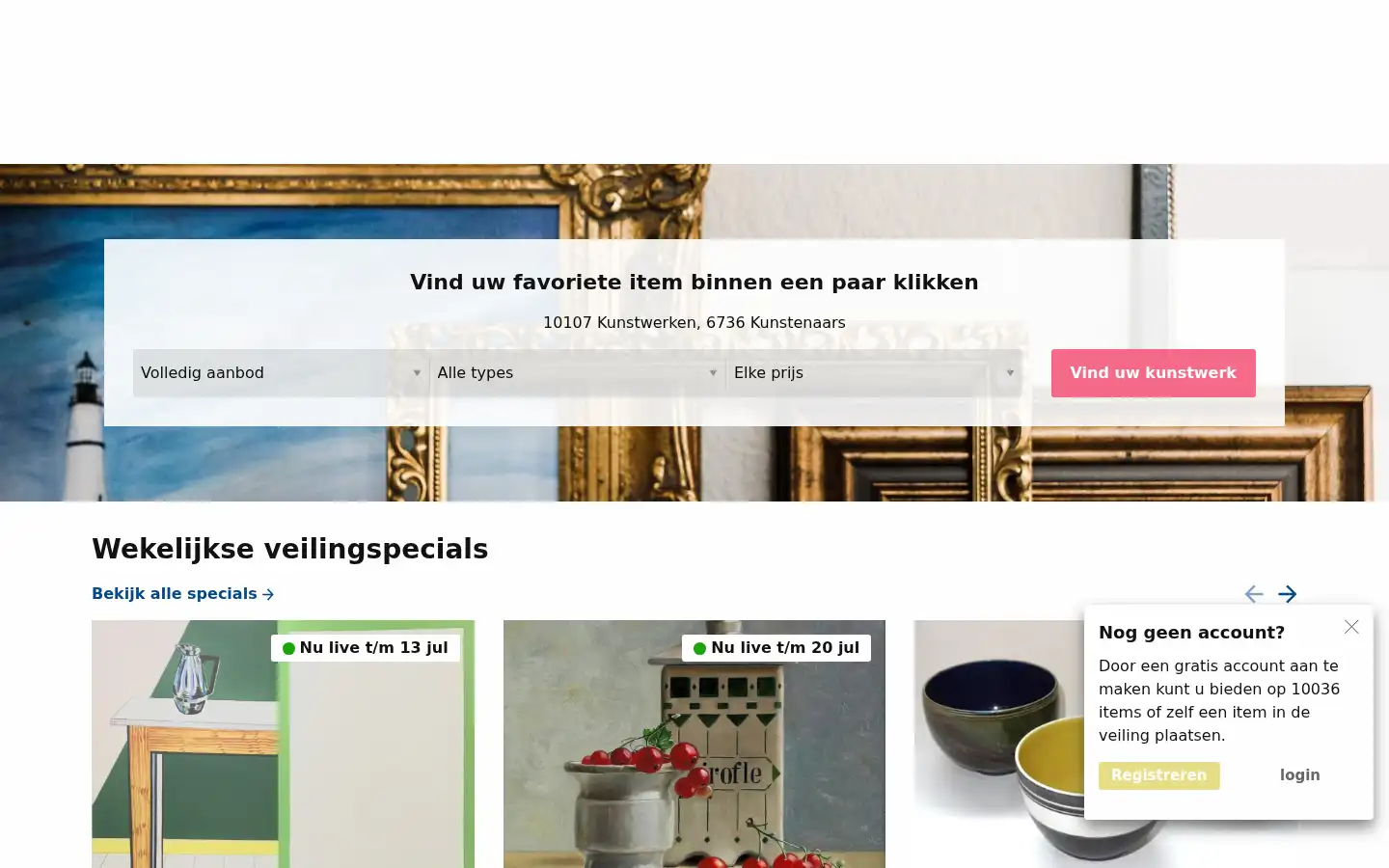 Screenshot of kunstveiling.nl