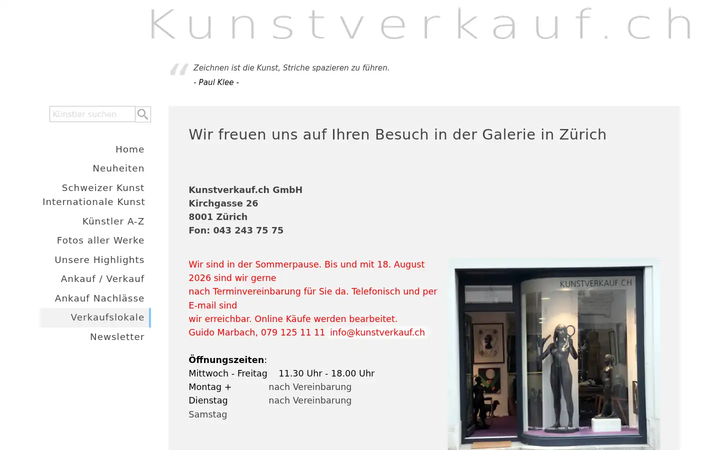 Screenshot of kunstverkauf.ch