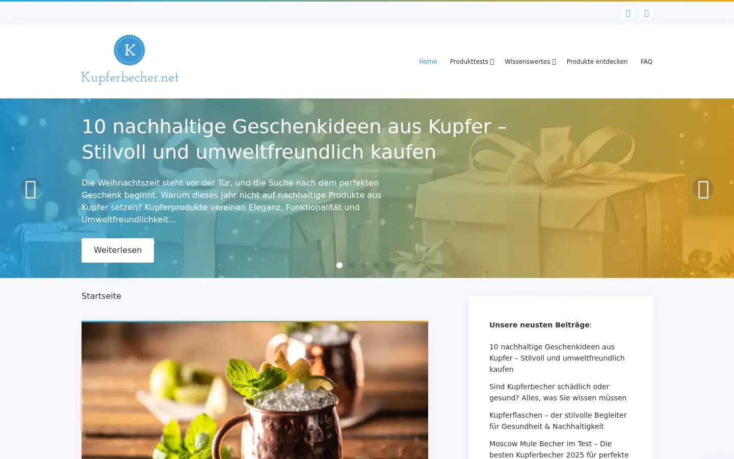 Screenshot of kupferbecher.net
