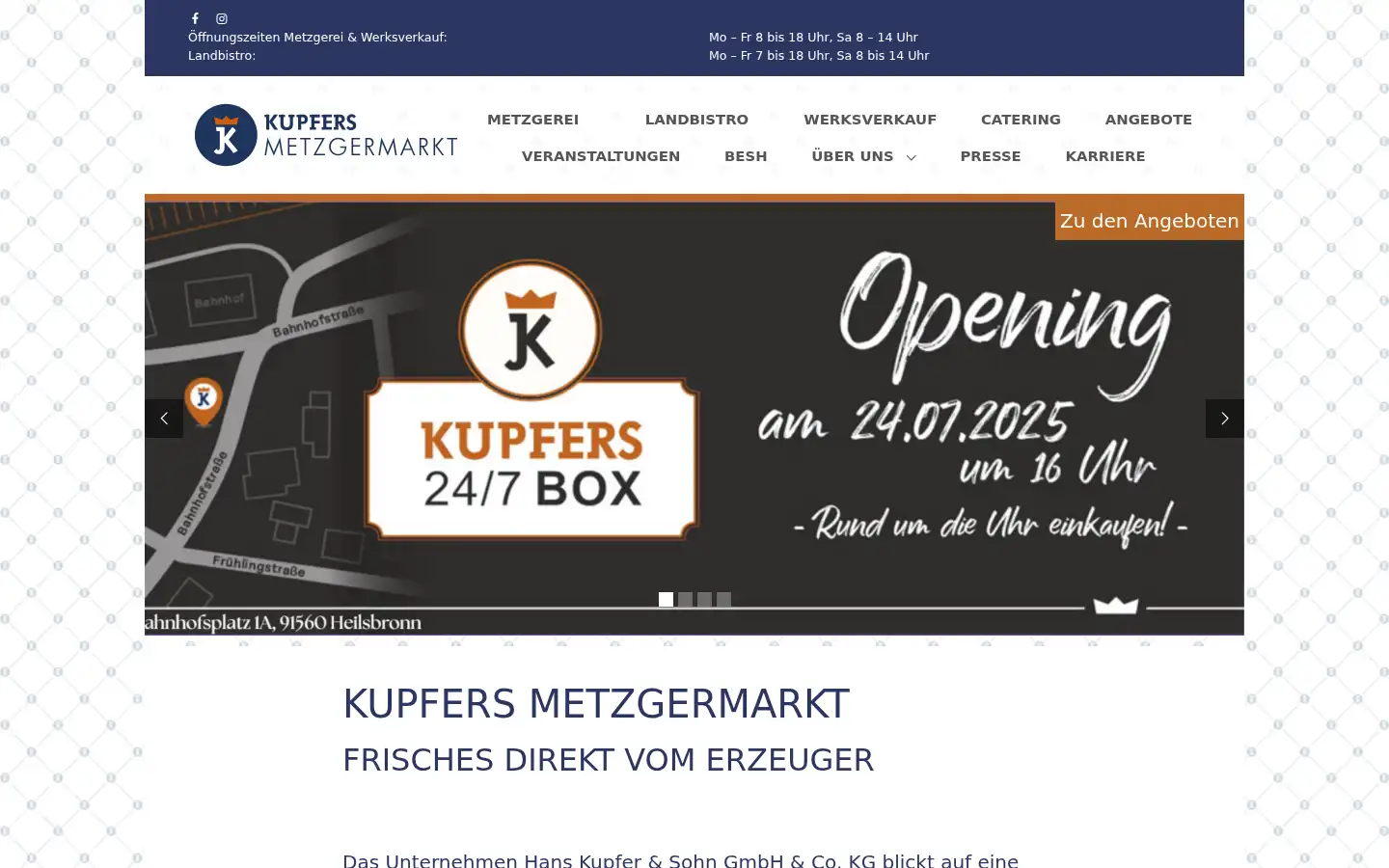 Screenshot of kupfersmetzgermarkt.de