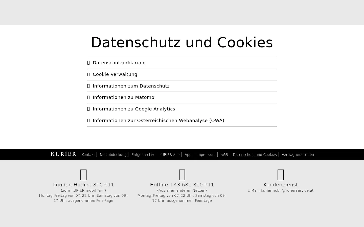 Screenshot of kuriermobil.at