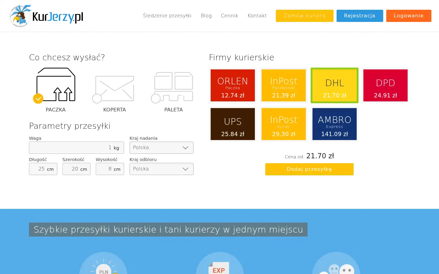 Screenshot of kurjerzy.pl
