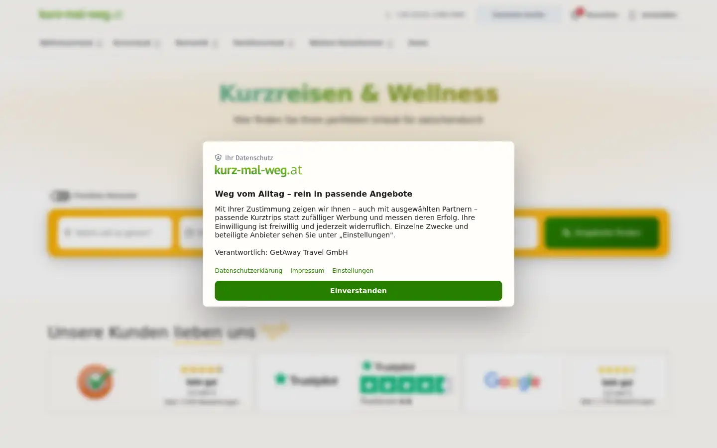 Screenshot of kurz-mal-weg.at
