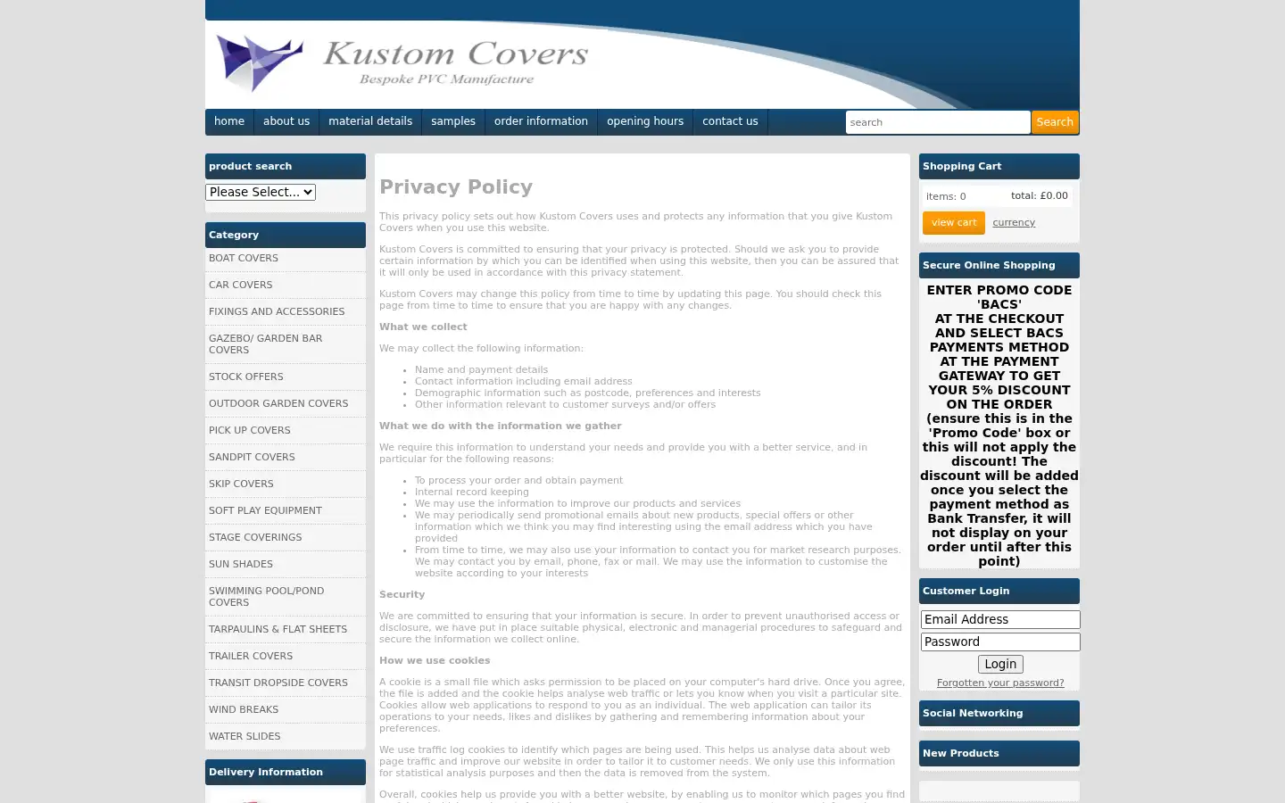 Screenshot of kustom-covers.co.uk