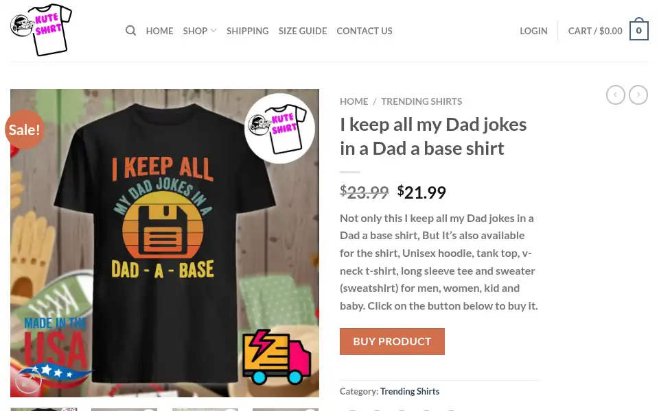 Screenshot of kuteshirt.com