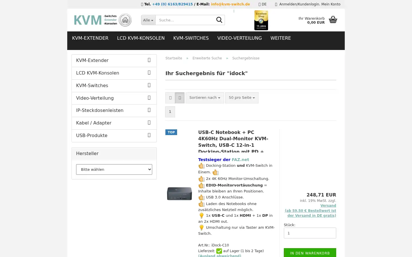 Screenshot of kvm-switch.de