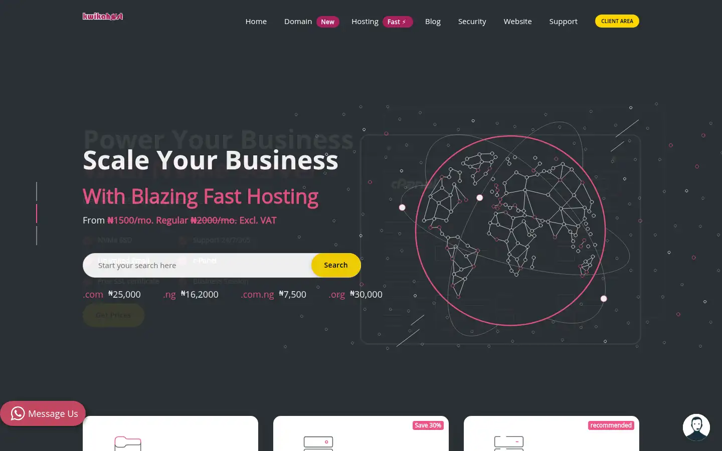 Screenshot of kwikahost.com