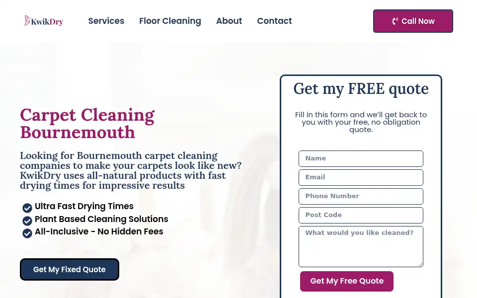 Screenshot of kwikdry.uk