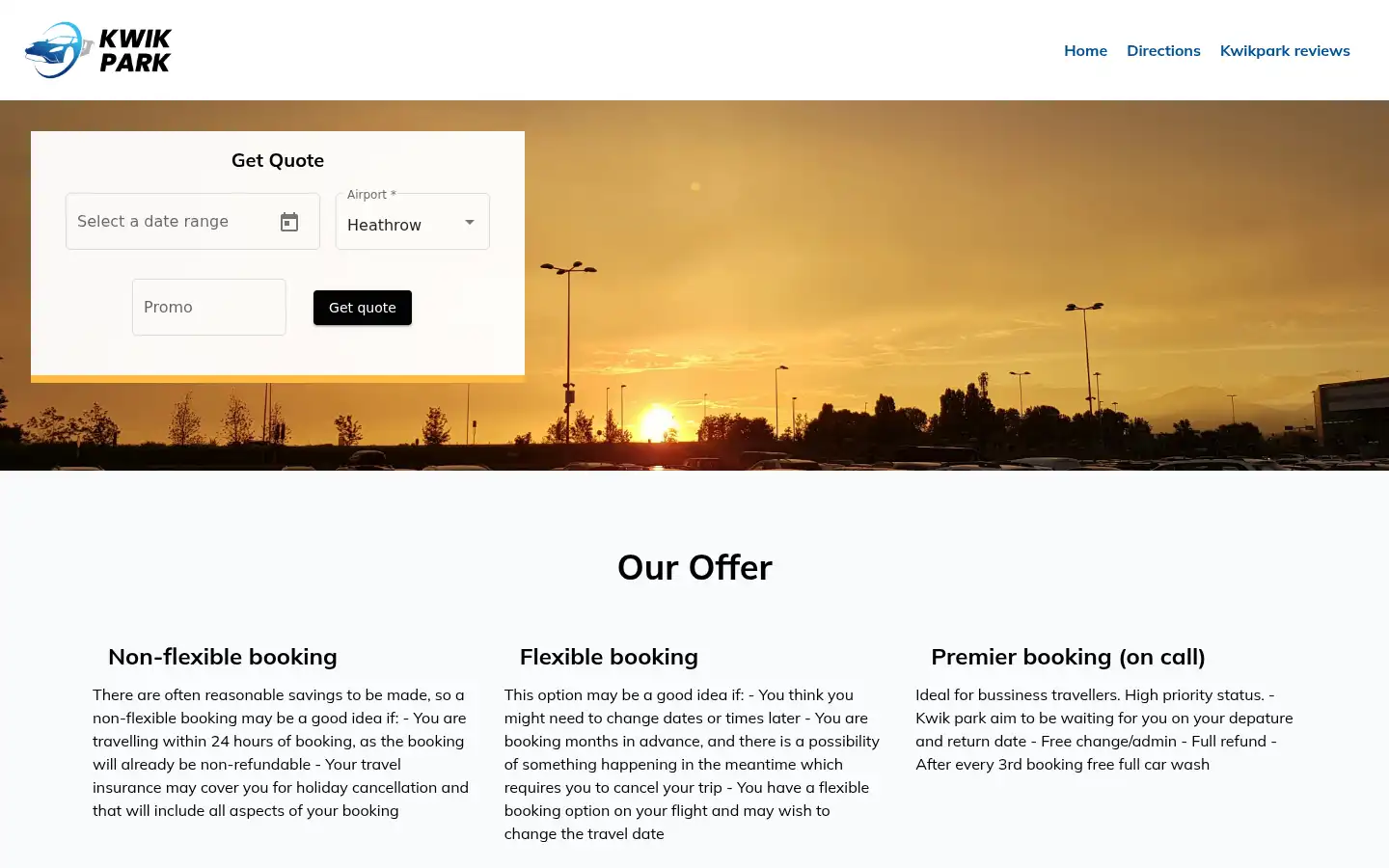 Screenshot of kwikpark.co.uk