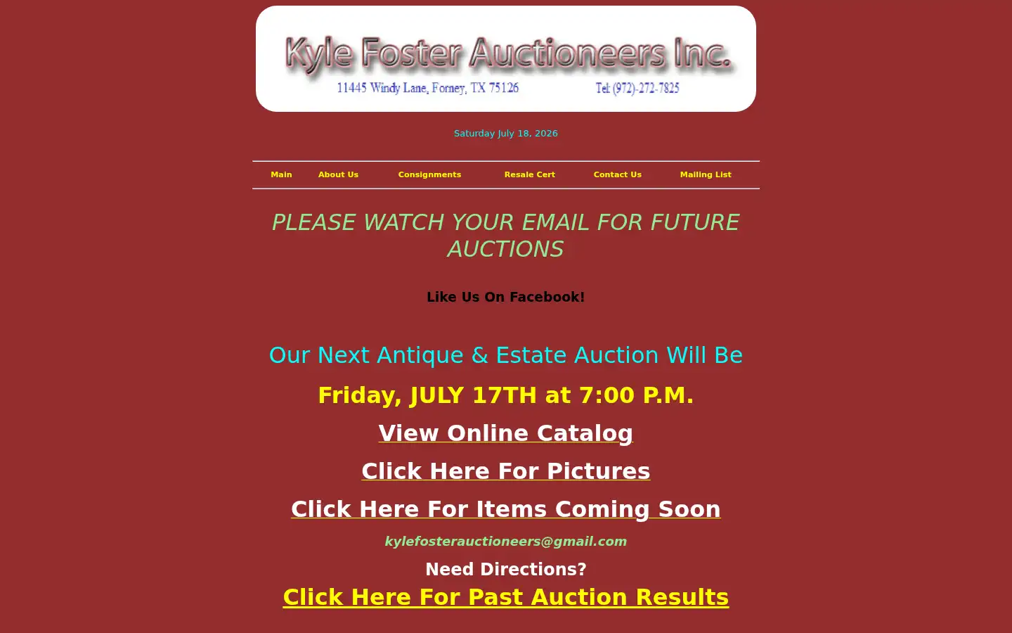 Screenshot of kylefosterauctioneers.com