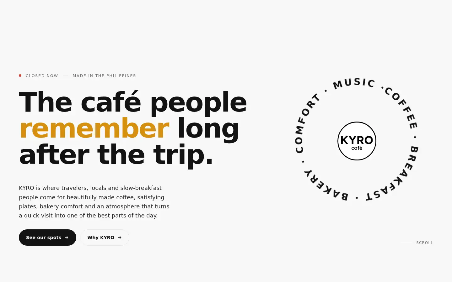 Screenshot of kyro.cafe