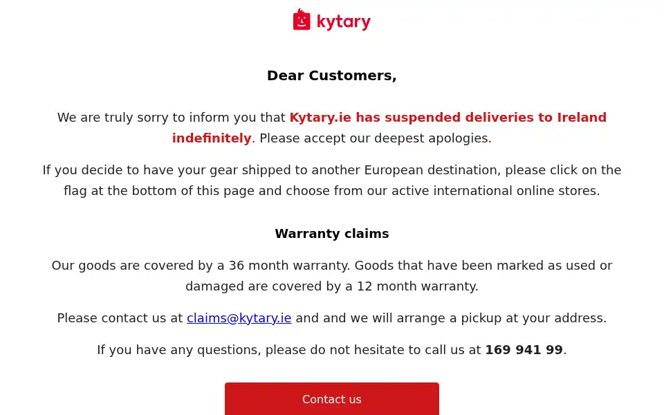 Screenshot of kytary.ie