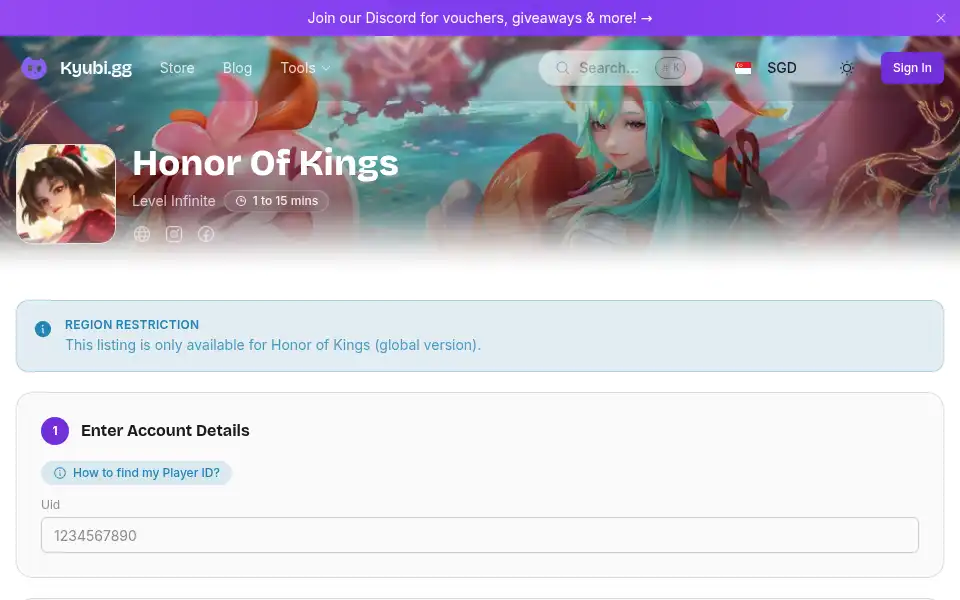Screenshot of kyubi.gg
