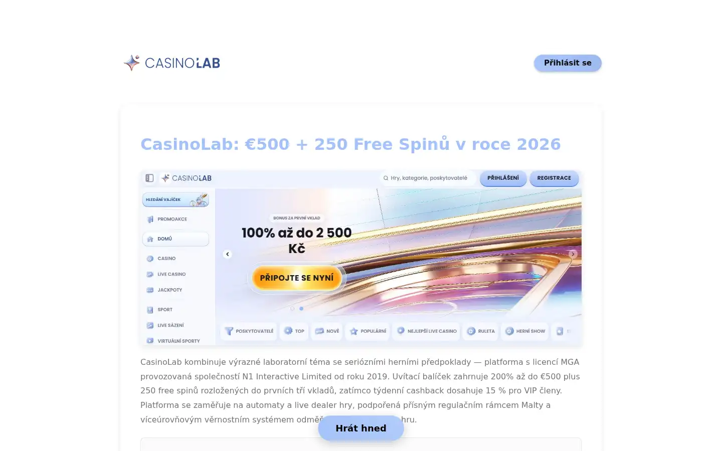 Screenshot of labcasino.cz