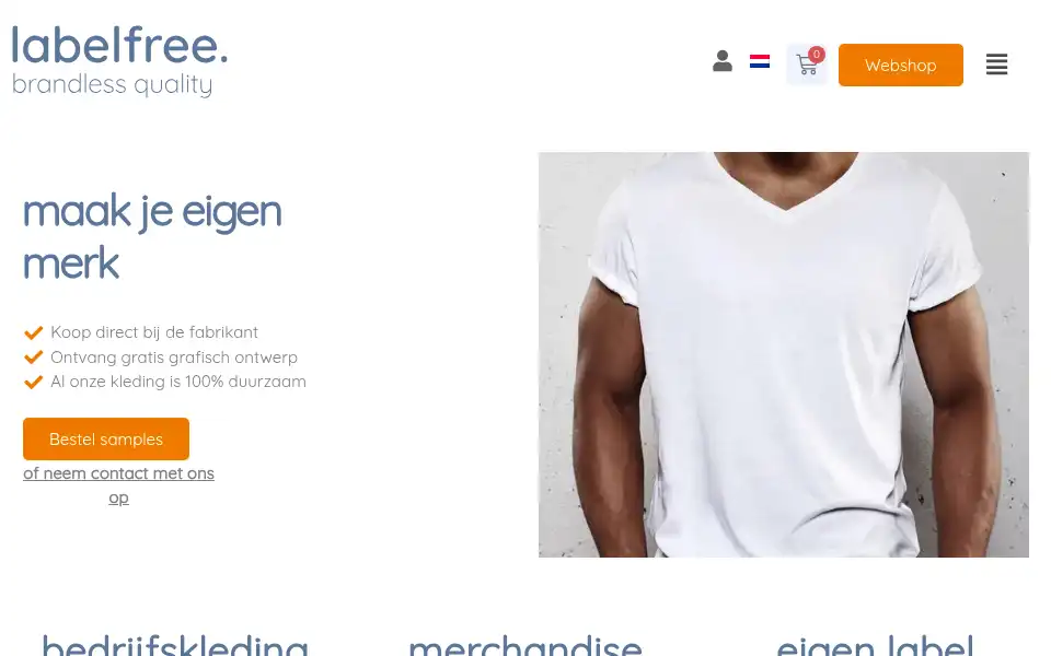 Screenshot of labelfree.nl