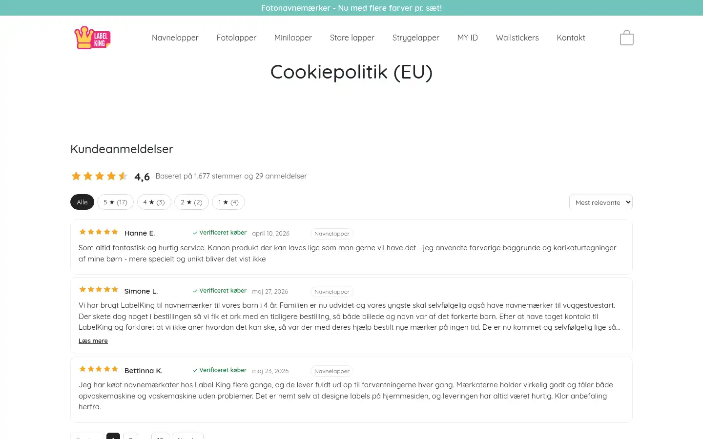 Screenshot of labelking.dk