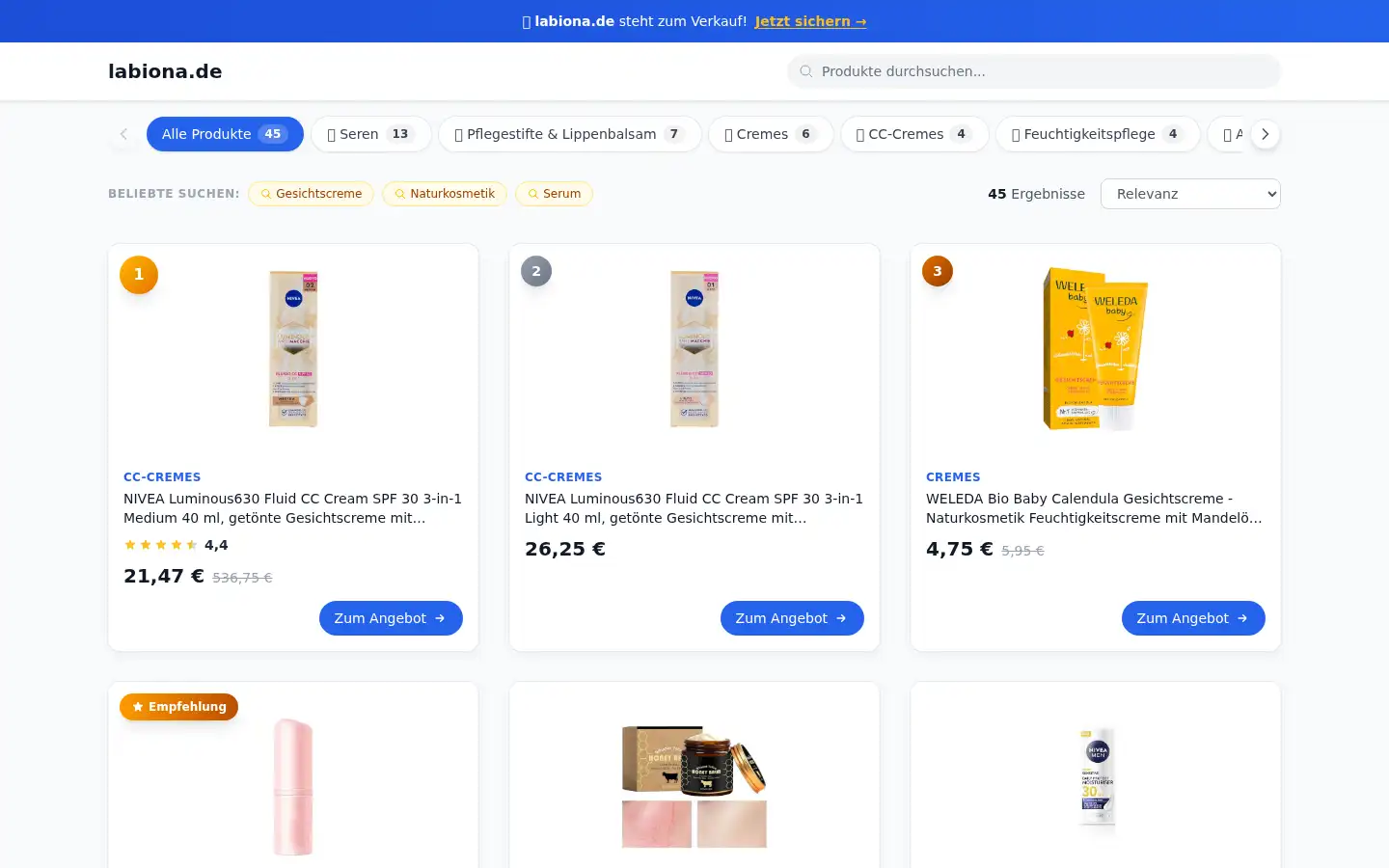 Screenshot of labiona.de
