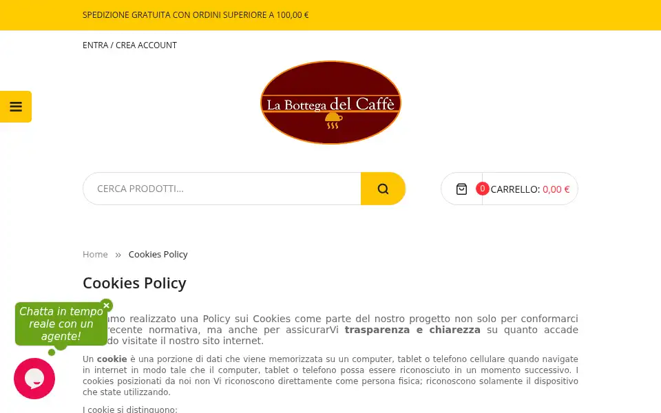 Screenshot of labottegadelcaffesnc.com