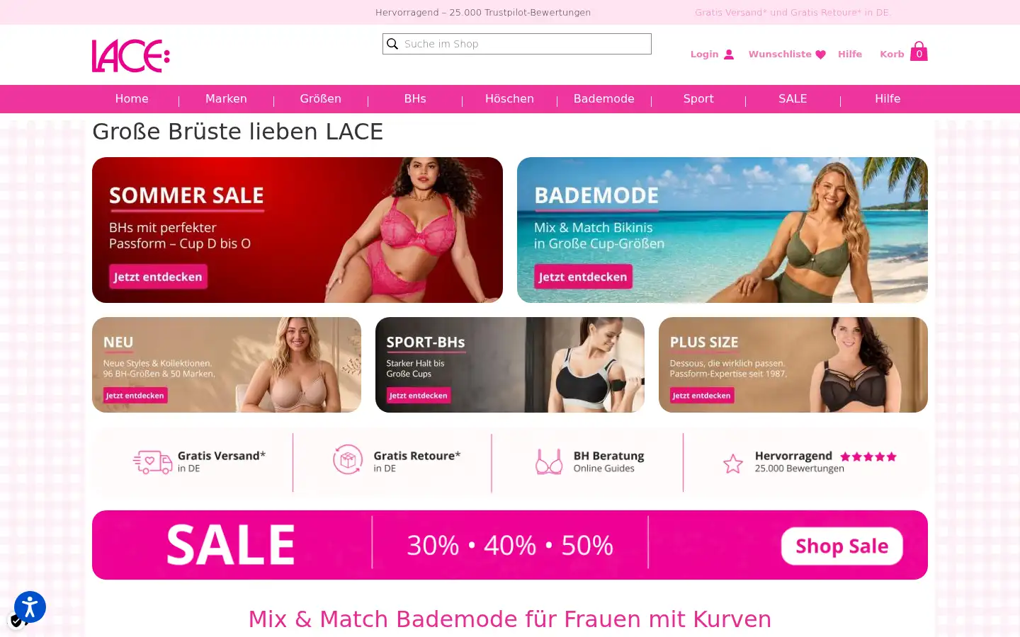 Screenshot of lace.de