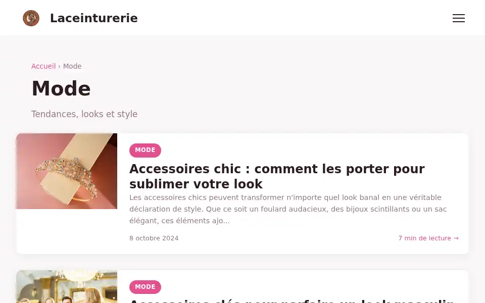 Screenshot of laceinturerie.fr