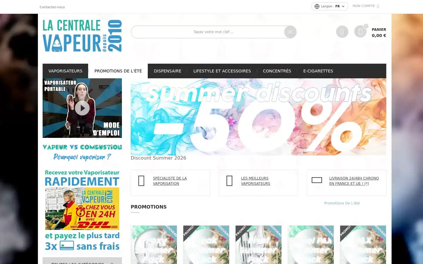 Screenshot of lacentralevapeur.com