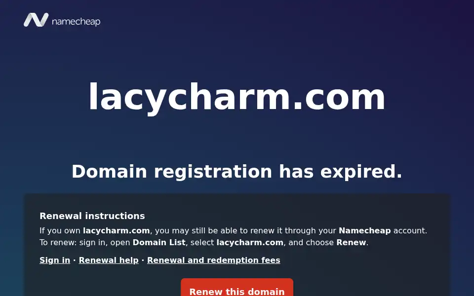 Screenshot of lacycharm.com