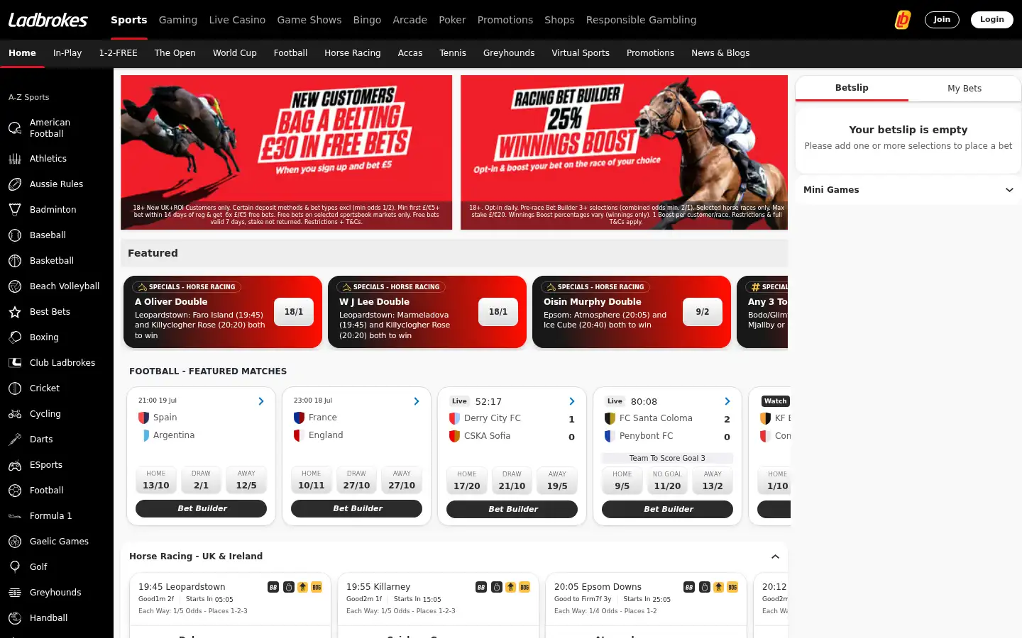 Screenshot of ladbrokes.com